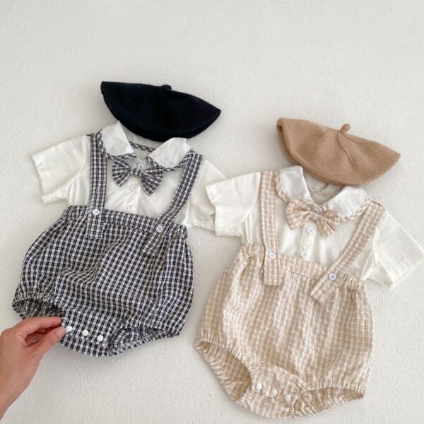 Baby Doll Collar And Plaid Fake Two Pieces - Image 2