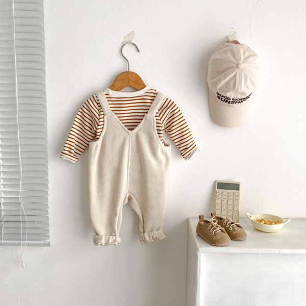 Spring Men's And Women's Baby Bib Pants Car Embroidered Long Climbing Striped Top - Image 3