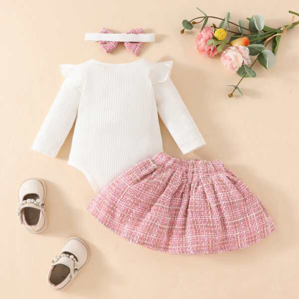 Baby Sunken Stripe Long Sleeve Skirt Suit - Image 2