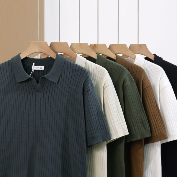 American Lapel Sunken Stripe Jacquard Sweater - Image 8