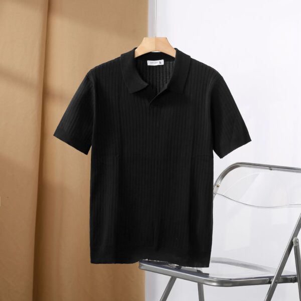 American Lapel Sunken Stripe Jacquard Sweater - Image 5